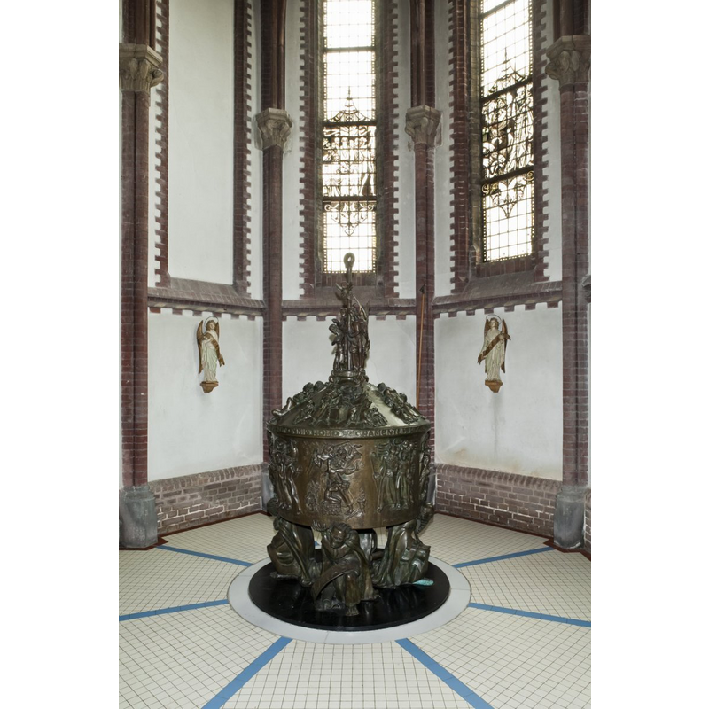 the 1933 font and cover in the baptistery