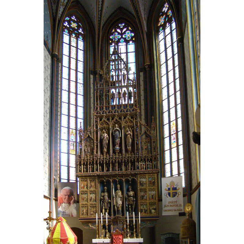 19thC neo-Gothic; the church has several winged retables of ca. 1500