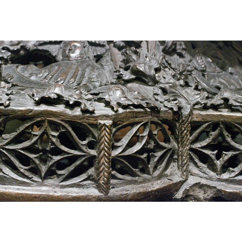 with braided columns dividing the sections or panels