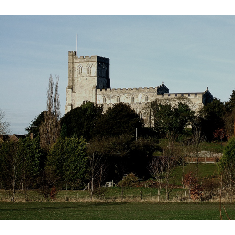 Source caption: "St. Mary the Virgin, Edlesborough. This magnificent church is a landmark for miles around perched as it is atop a 125m (410') hill. This is one of the best views of it, taken from in front of the gates to a farm (Church View Farm I think) on the Leighton Road. Though still consecrated it rarely holds a service these days and is cared for by The Churches Conservation Trust"