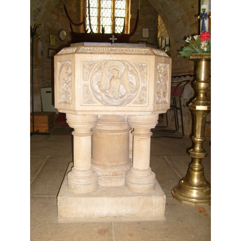 the modern font; east side with John's symbol