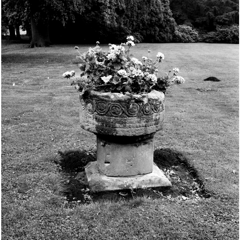 the old font in the gardens of Landgoed Het Stroot, in August 1983