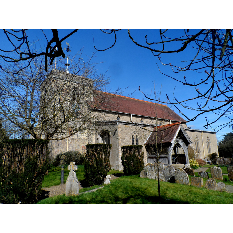 Source capton: "All Saints' Church, Brill. Originally C12 but it was rebuilt by John Oldrid Scott in 1888. The C15 tower was retained."
