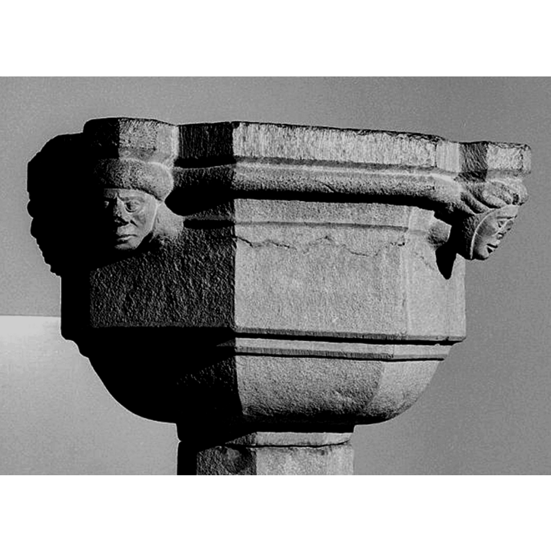 a flat moulding atop, a roll moulding below and a scotia between them