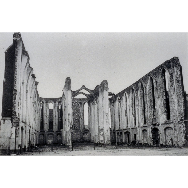 although the photograph is undated, the ruins stood only between the blowing up of the church in 1944 and the demolition of the ruins in 1946