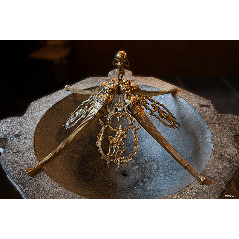 and the artistic metal top; not a font cover, nor a baptismal dish... beautiful workmanship, anyway