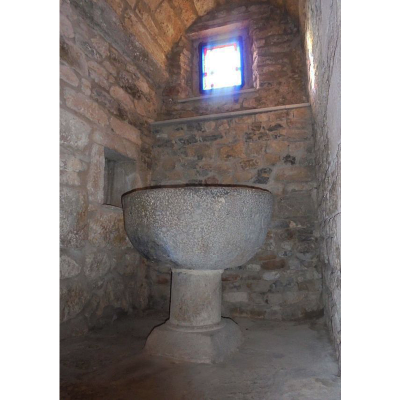 inside the baptistery of the Santuario