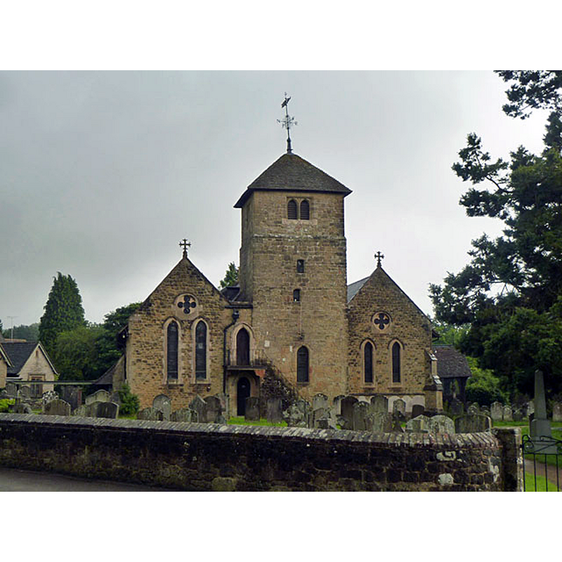 Source caption: "St Bartholomew's, Haslemere. Viewed from the small cemetery across Derby Road from the church."