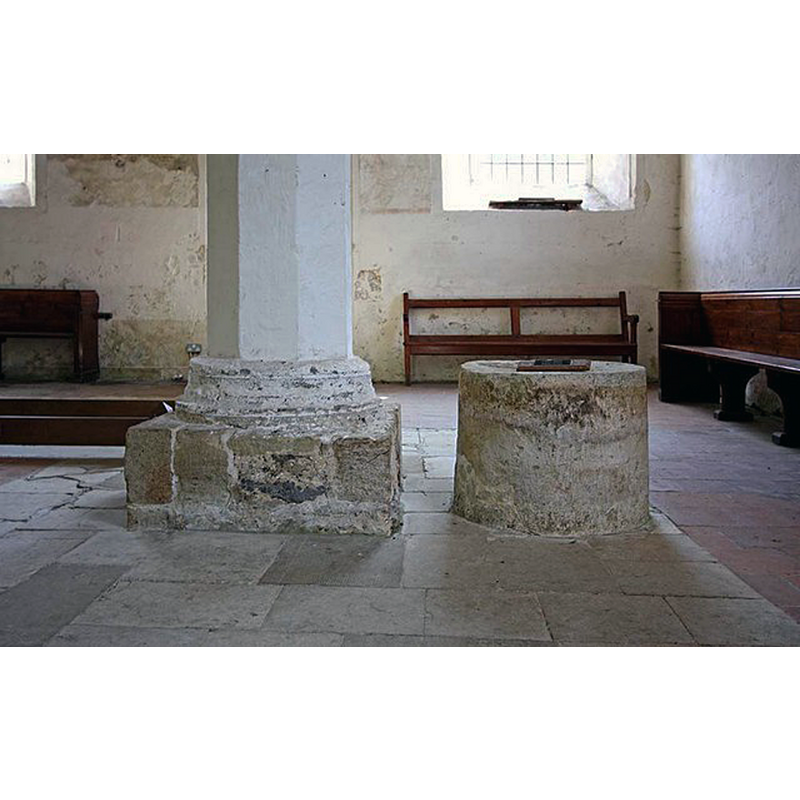 Source caption: "St Peter & St Paul, Albury Old Church, Surrey - Font base"