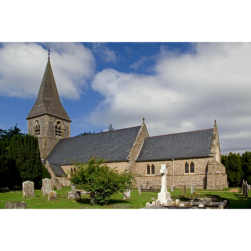 Source caption: "St Mary's Church, Headley. Grade II listed church dating from the 1850s, replacing a much earlier church."