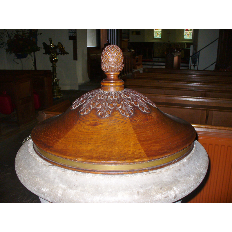 the modern font cover on the 18thC font