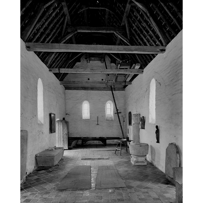 in August 1974; the former church had become a museum in 1947 -- the Bentheim-sandstone font from Jellum is displayed about the middle of the nave, on the right [north] side