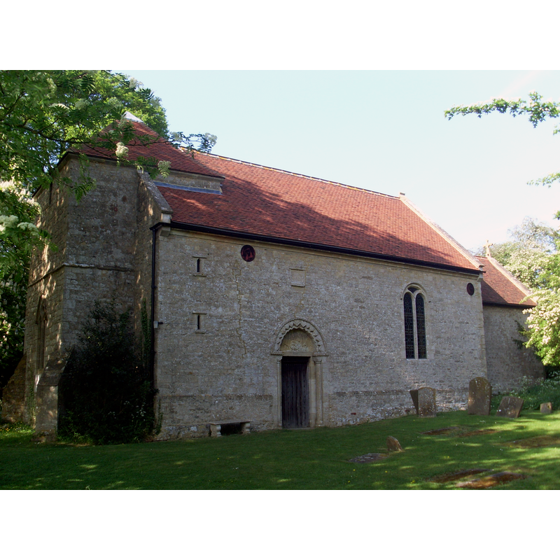 Source caption: "St Giles Parish Church, Water Stratford . Situated in Water Stratford, this Church was originally built in 1240 AD. However, from the time of the Reformation in the 16th Century, the church fell into disrepair, until by the early 19th Century it was considered dangerous. So in 1828, the body and chancel were rebuilt whilst the tower remained standing but was thoroughly repaired. This view is of the South (main) entrance."