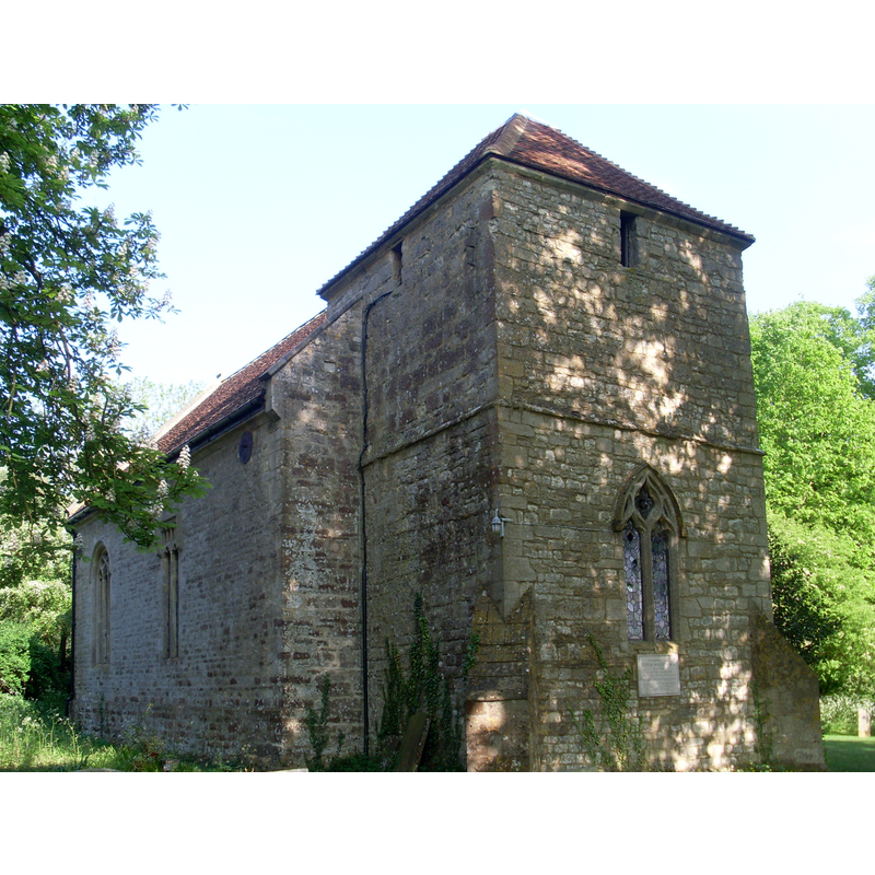 Source caption: "St Giles Parish Church, Water Stratford. This photo shows the Tower and the North side of the church. The stone tablet below the tower window is in memory of John Mason who was Rector of Water Stratford between 1674 and 1694."
