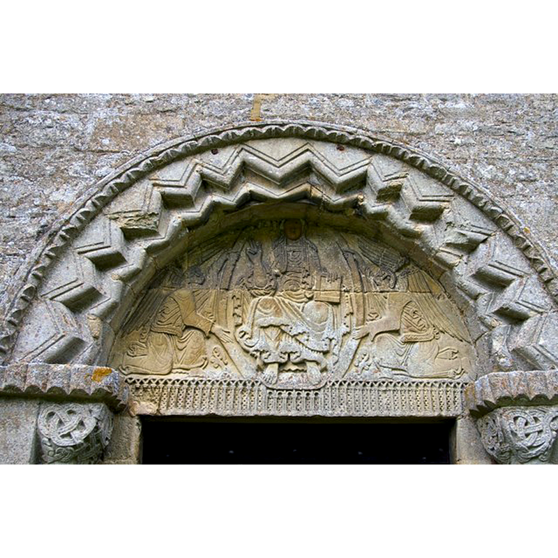 Source caption: "Christ in Majesty. Norman tympanum to the south doorway of St Giles' Church."