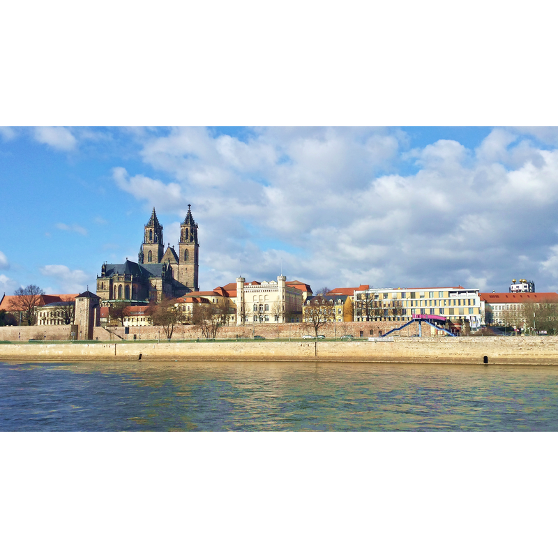 with the river Elbe in the foreground