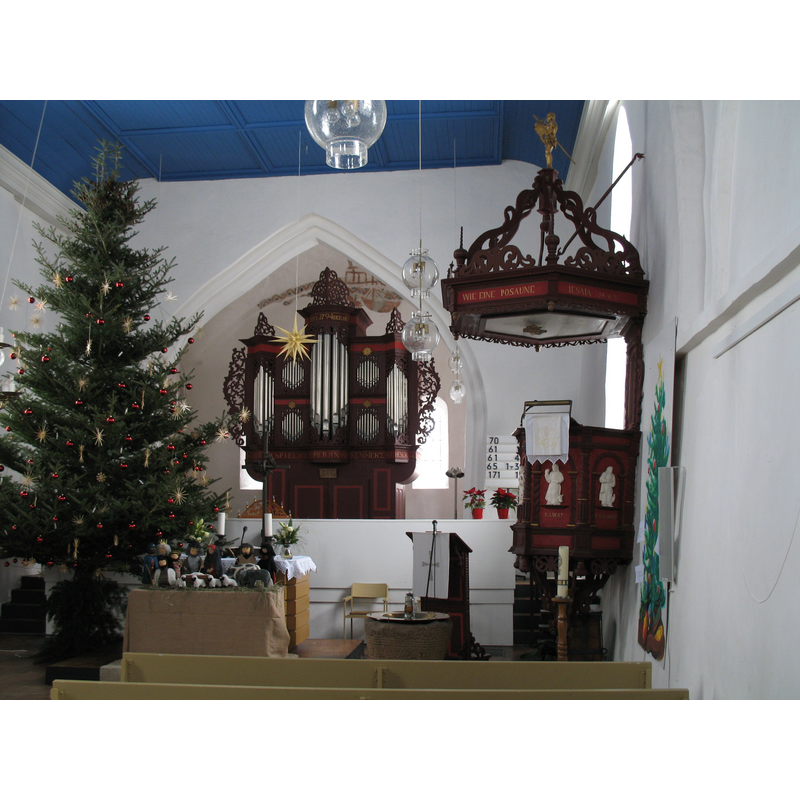 not a minor accomplishment to pack the altar, pulpit, lectern, old font, Paschal candle, Christmas tree and creche at the east end of the nave; the diminutive chancel houses an organ of respectable size for such a small church
