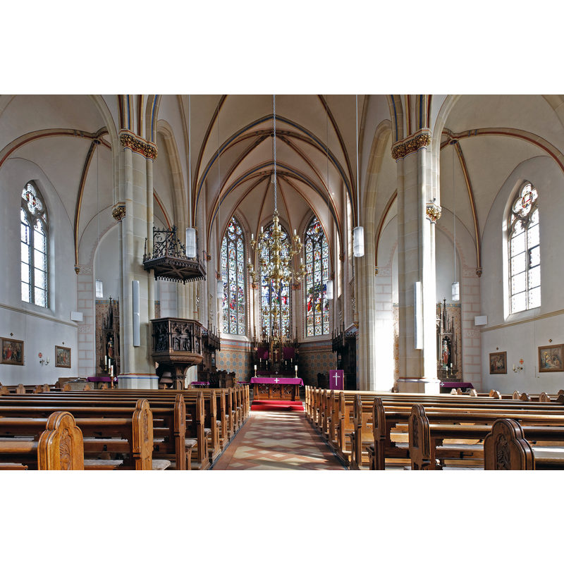 the top of the old font and its modern cover are visible here at the east end of the north aisle