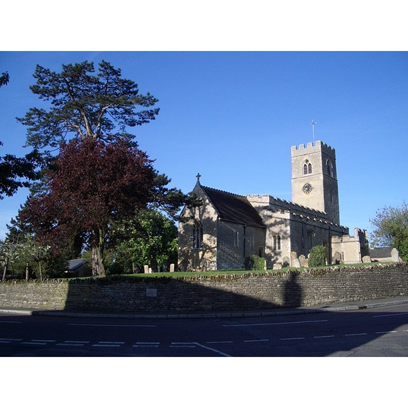 Source caption: "St Michael's Church, Lavendon. St Michael's Church in the centre of the village is viewed here from the northeast, opposite the informally named Church Corner, with the A428 in the foreground and Castle Road behind camera. The church dates from the 11th century and has some remaining evidence of Saxon work, including a blocked doorway and windows."