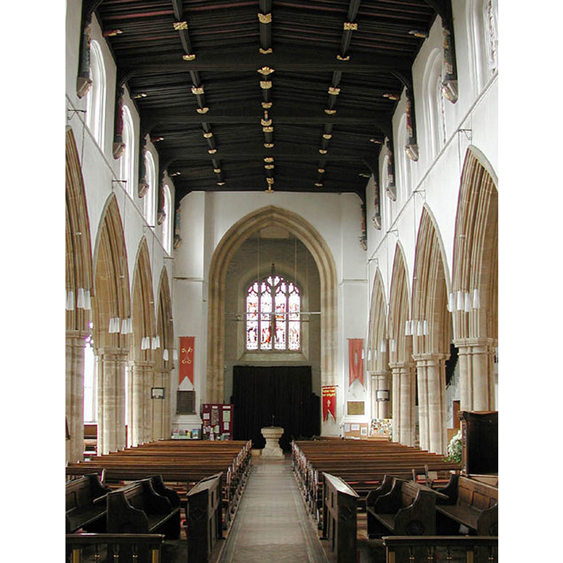 with the modern font at the far end