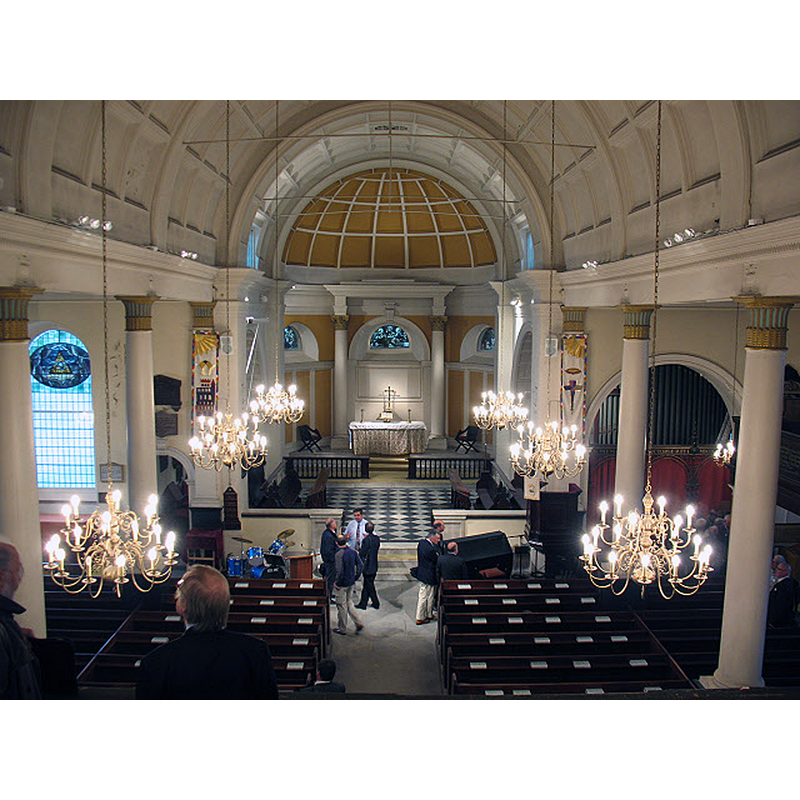 Source caption: "All Saints, Wandsworth: interior, The interior (nave and chancel) of this grade 2* listed parish church after restoration in 2010."