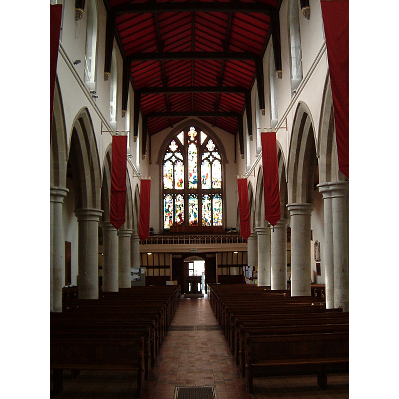 with the modern font at the far end