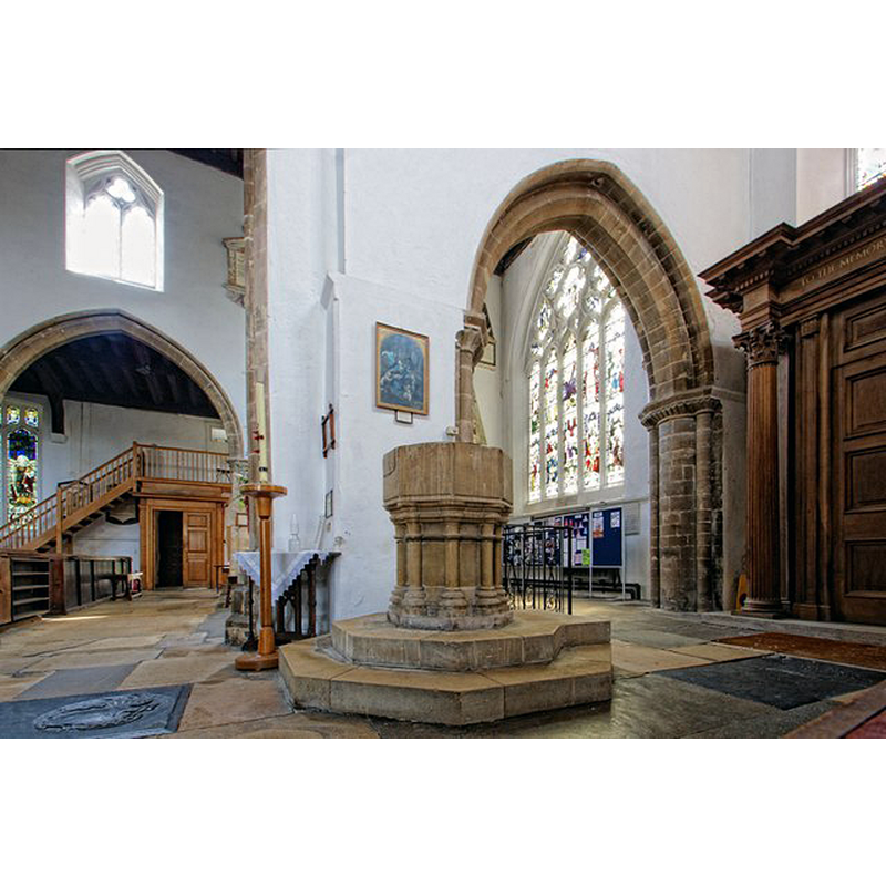 Source caption: "Interior of the Church of St Peter & St Paul, Wisbech. The font."