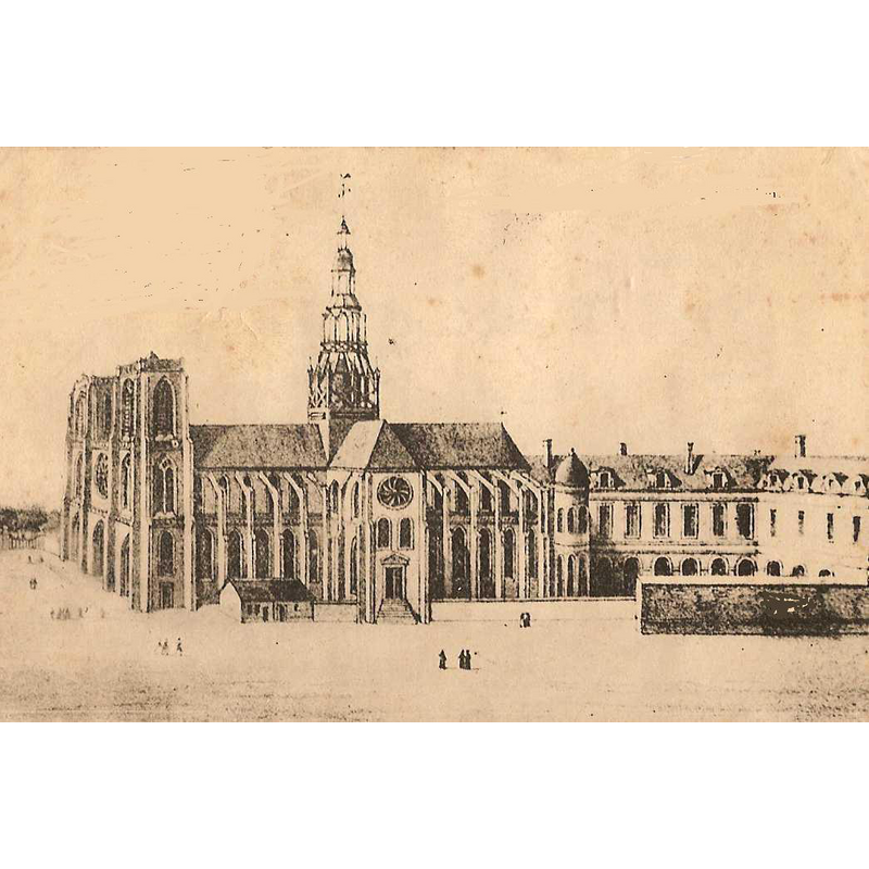 Source caption: "L'Abbatiale Saint-Pierre de CORBIE du XVIIIème siècle, avant sa réduction des deux tiers entre 1810 et 1817"