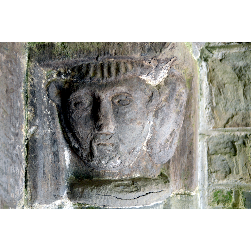 Source caption: "Carving on south doorway, Kilkhampton Church. Dating from Norman times."