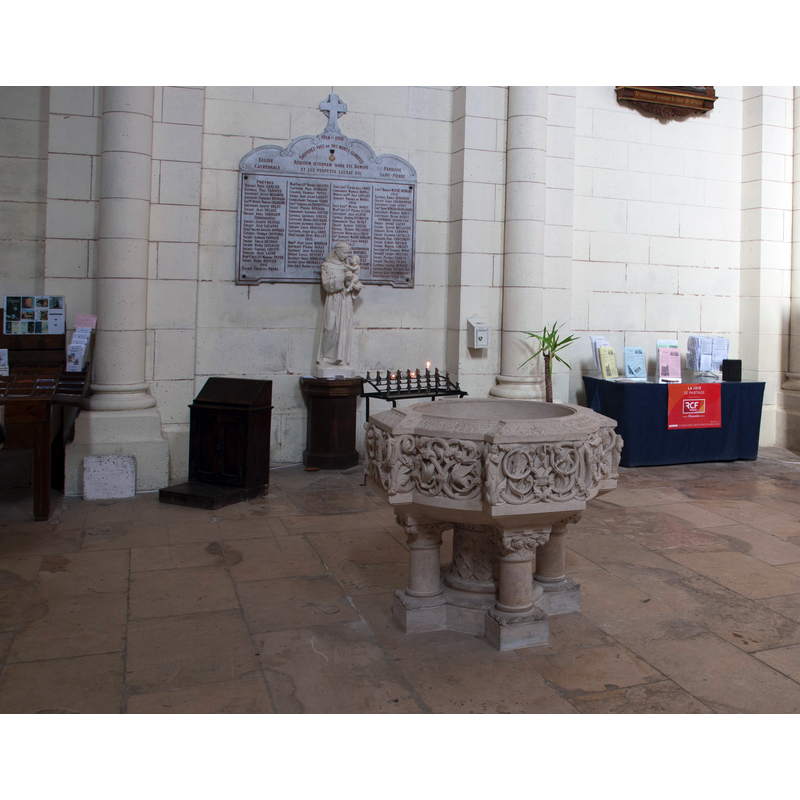 the modern font in the baptistery