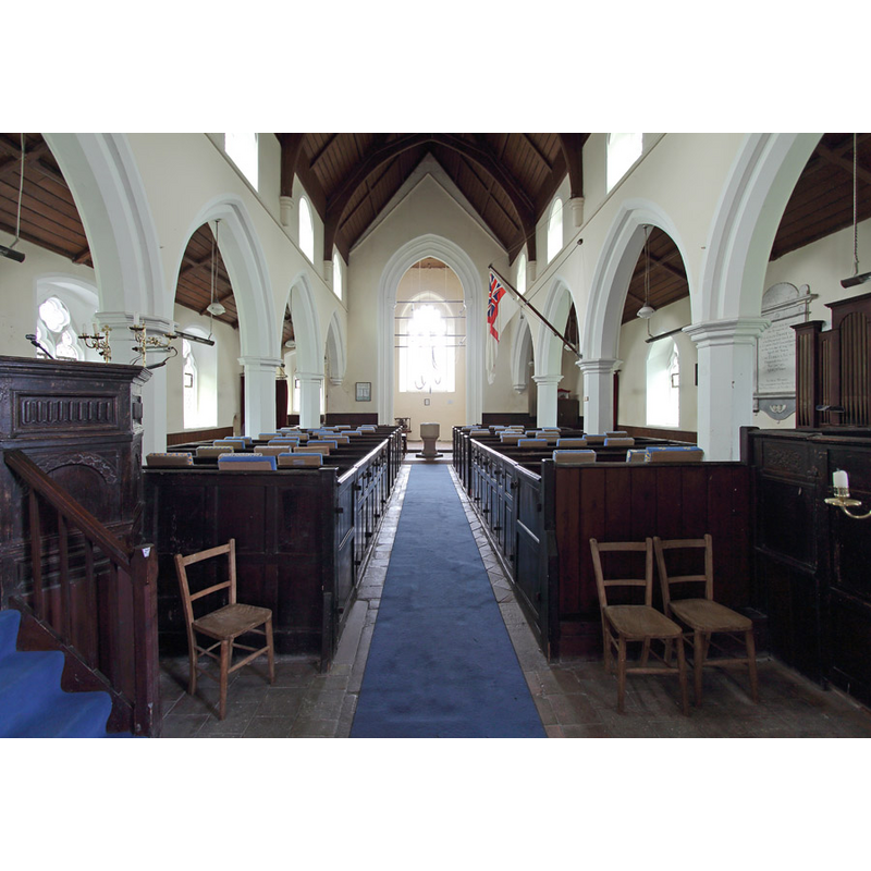 with the modern font at the far end
