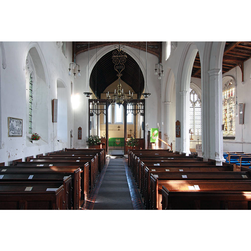 the font is partially visible at the east end of the south aisle