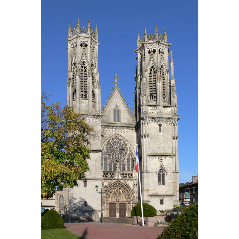 Source caption: "Façade gothique de l'église Saint-Martin de Pont-à-Mousson (XIII°-XV°)"