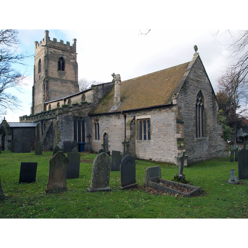 Source caption: "St Giles' Church, Cropwell Bishop, Notts. The southern and end elevations of St Giles' Church. Church Street - the road connecting Cropwell Bishop with Cropwell Butler - runs on the other side of the tower. A public notice on the church noticeboard, dated 21 December 2013 and signed by the Rector, advises prospective worshippers and visitors that the church is currently closed for services due to potential danger to users that could result from (unspecified) structural defects."