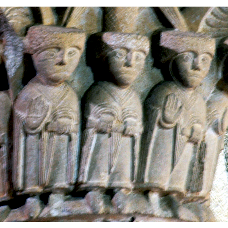 three of the seven images in this capitel -- the church was part of the original Benedictine convent here