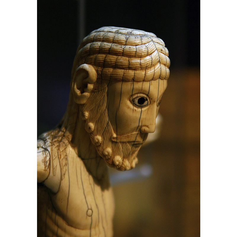 head of the 11thC (?) crucifix from the Carrizo monastery, now in the museum of León, Spain