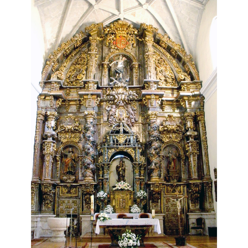 Source caption: "Retablo mayor barroco de la Iglesia de San Miguel de Cuéllar".