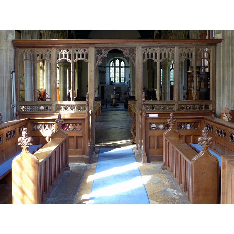 all the way from the chancel to the west end of the nave, where the font can be discerned