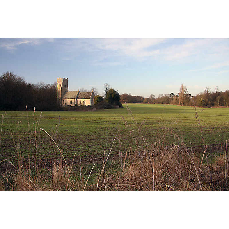 Source caption: "Kennett Church. Viewed across the fields from the Herringswell Road."
