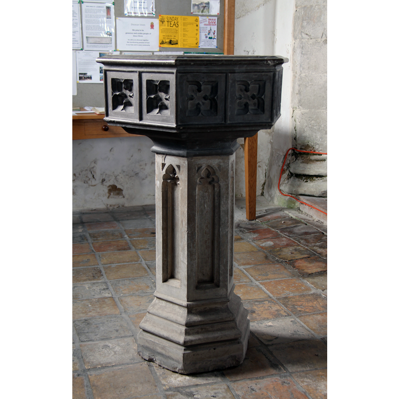 one of the two modern fonts in this church