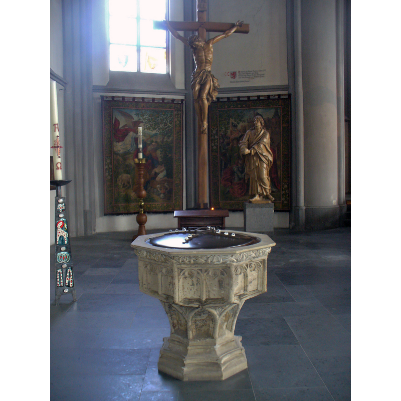 the restored late-medieval font