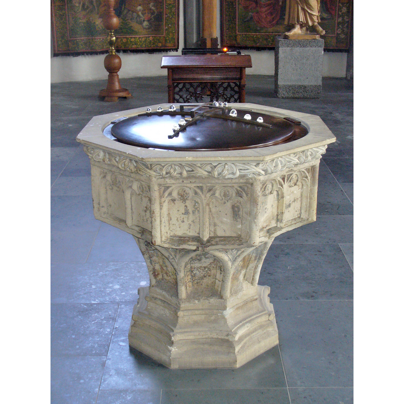 the restored late-medieval font