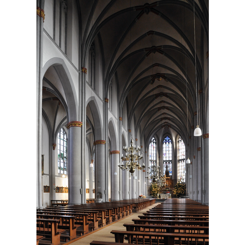 the restored interior with a partial view of the south aisle