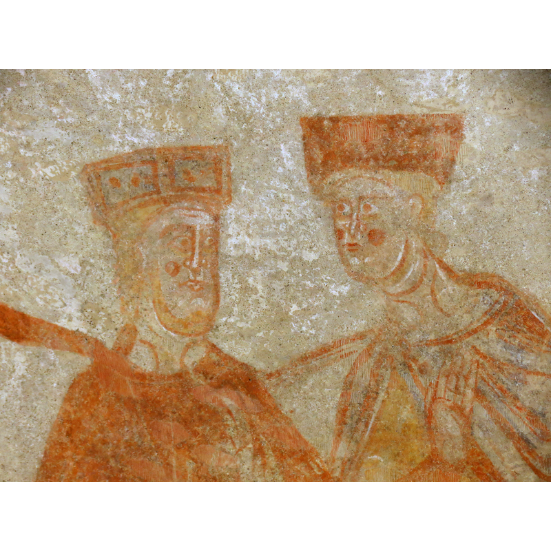 partial view of one of the mural paintings inside the church