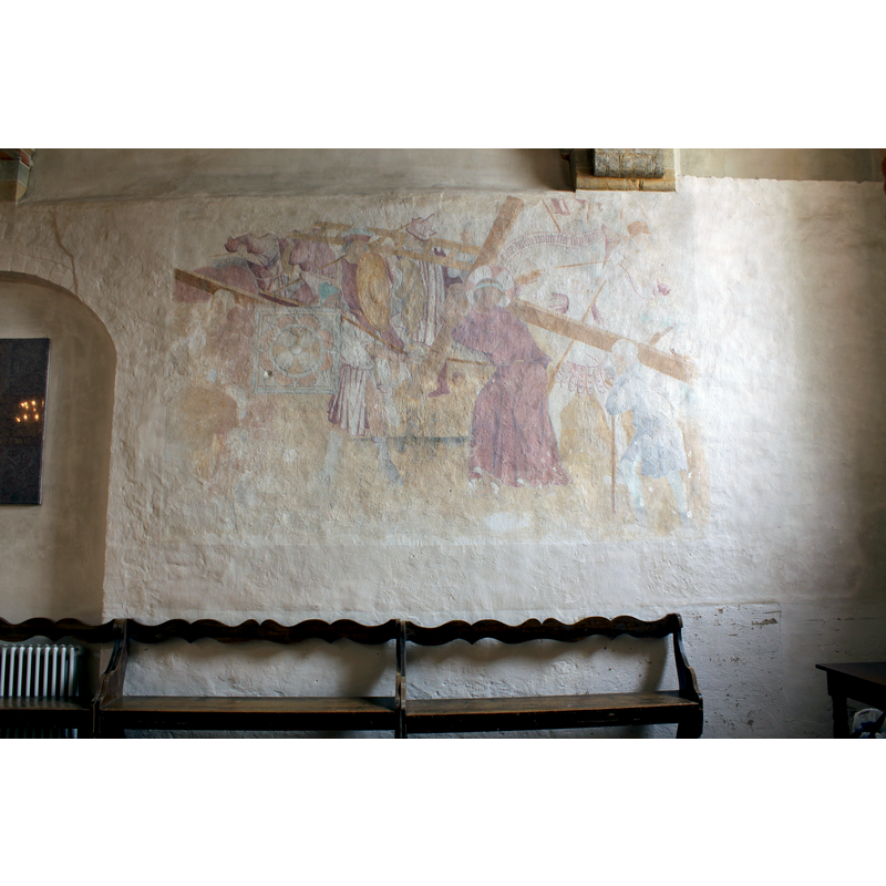 mural of the Passion on the south wall, towards the west end of the south aisle