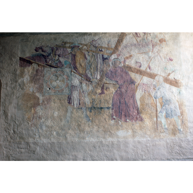 mural of the Passion on the south wall, towards the west end of the south aisle