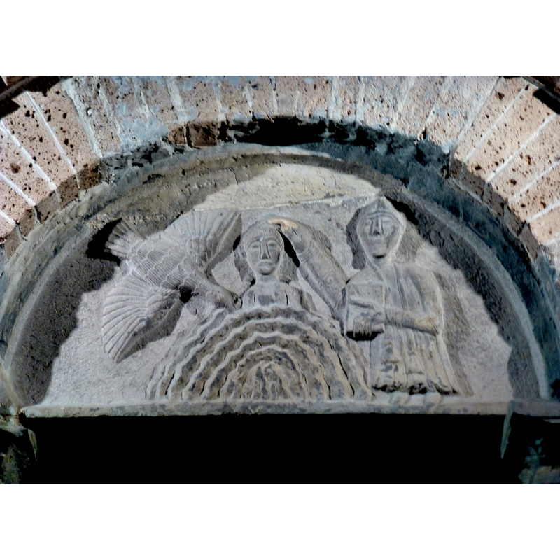 in the lower church; view of one of the arches of the south arcade from withing the south aisle