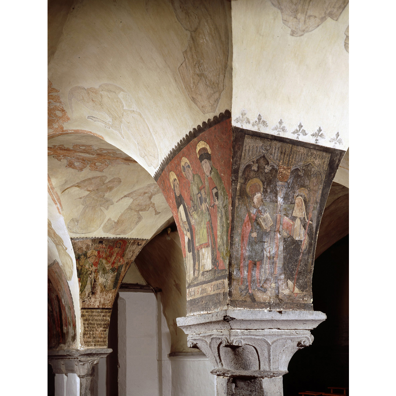 Source caption: "Sint-Baafskathedraal, Gent crypte, fresco, HHl Bavo en Amelberga; inv nr: 418".