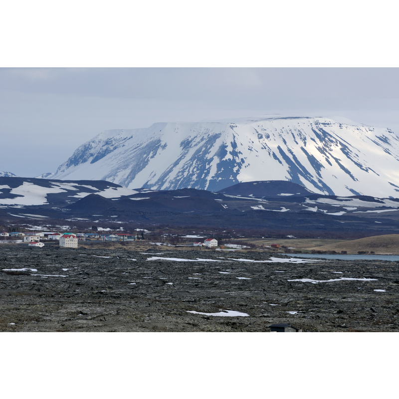 Reykjahlíð and Búrfell at the foot of the Krafla