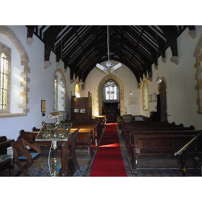 the font is partially visible on the right [north] side, opposite the south entrance